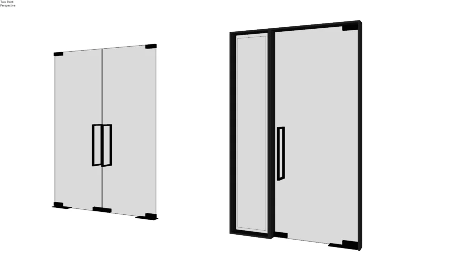 现代玻璃门组合SU模型 SU模型免费下载_sketchup模型
