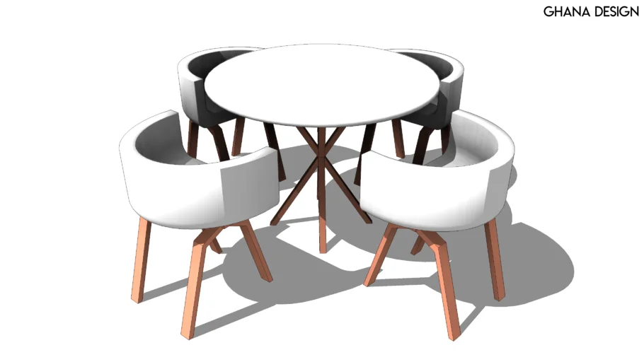 现代圆形一桌四椅洽谈桌SU模型 SU模型免费下载_sketchup模型