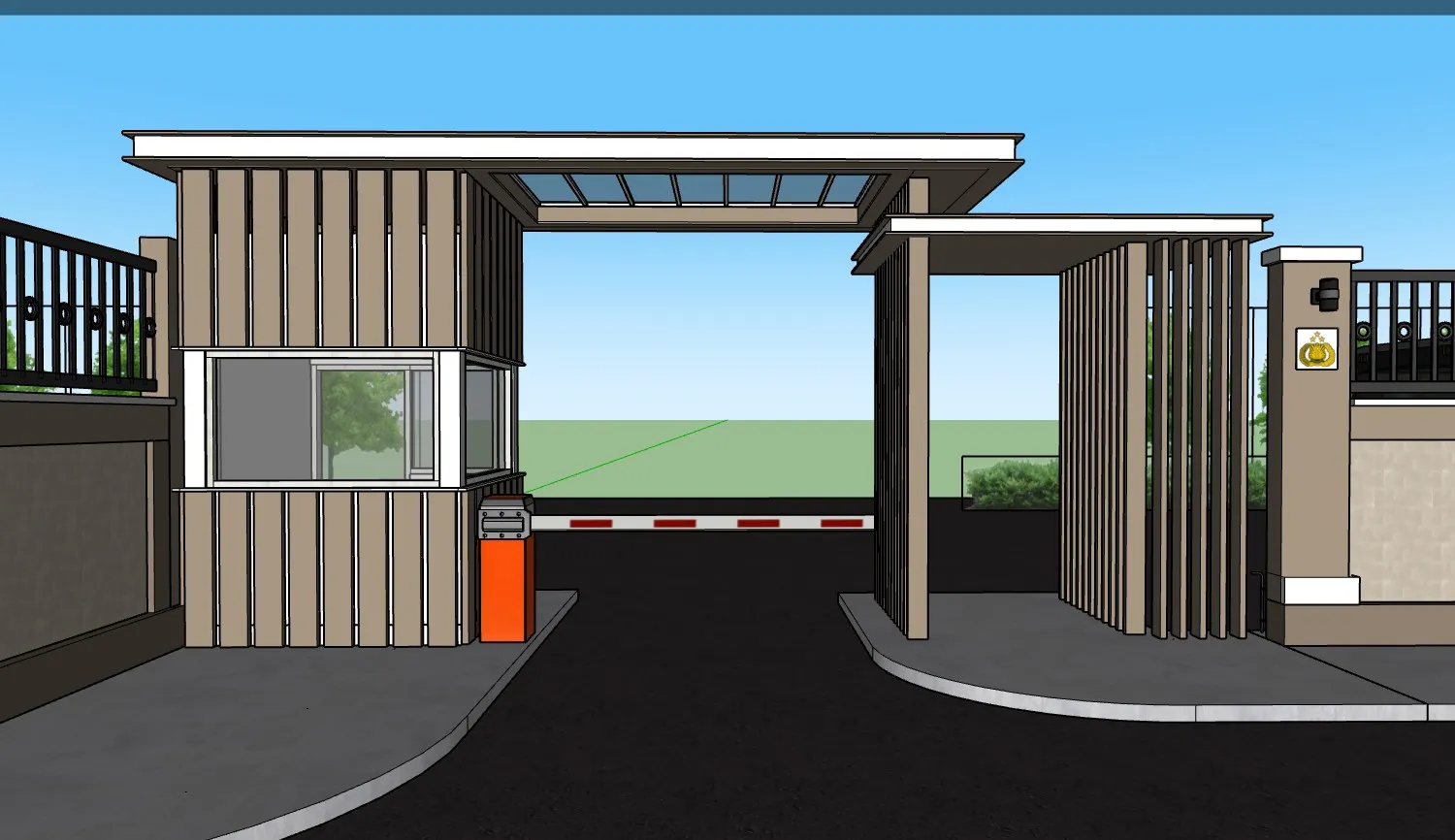 现代小区大门入口SU模型 SU模型免费下载_sketchup模型