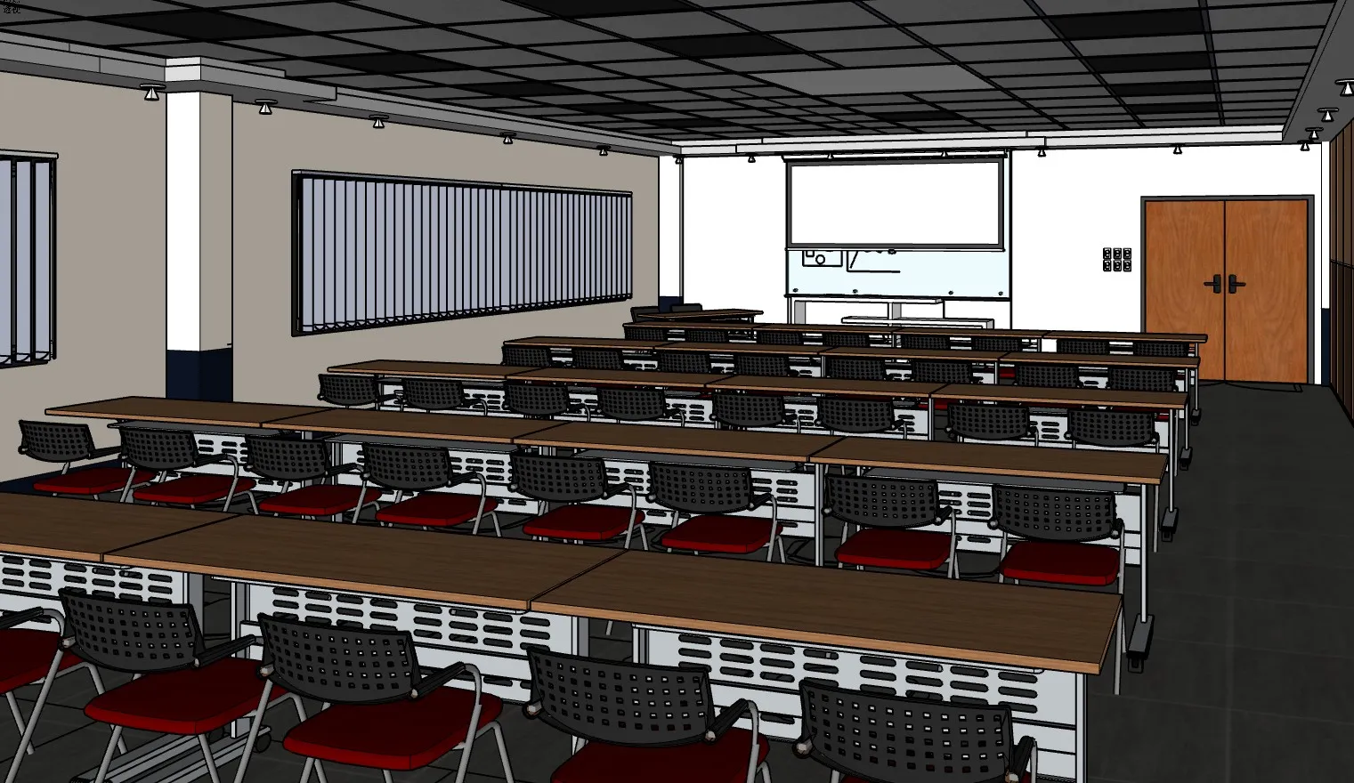 铝扣板吊顶电教室SU模型 SU模型免费下载_sketchup模型