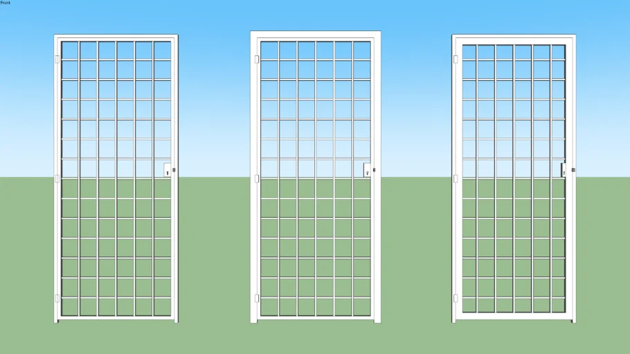 白色方格格栅门SU模型 SU模型免费下载_sketchup模型