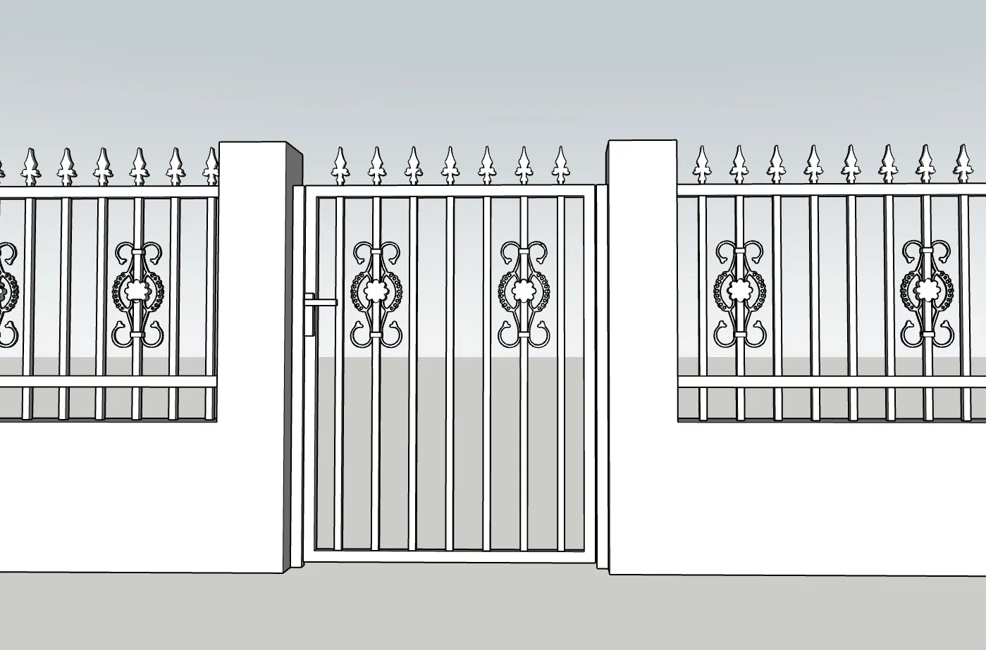 欧式雕花围墙栏杆栏珊SU模型 SU模型免费下载_sketchup模型