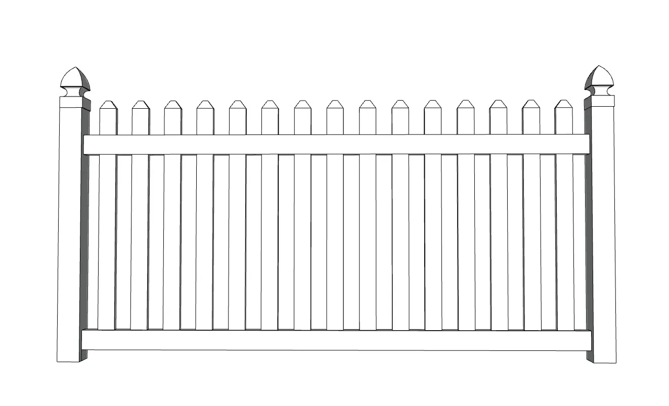 白色尖顶美式栅栏SU模型 SU模型免费下载_sketchup模型
