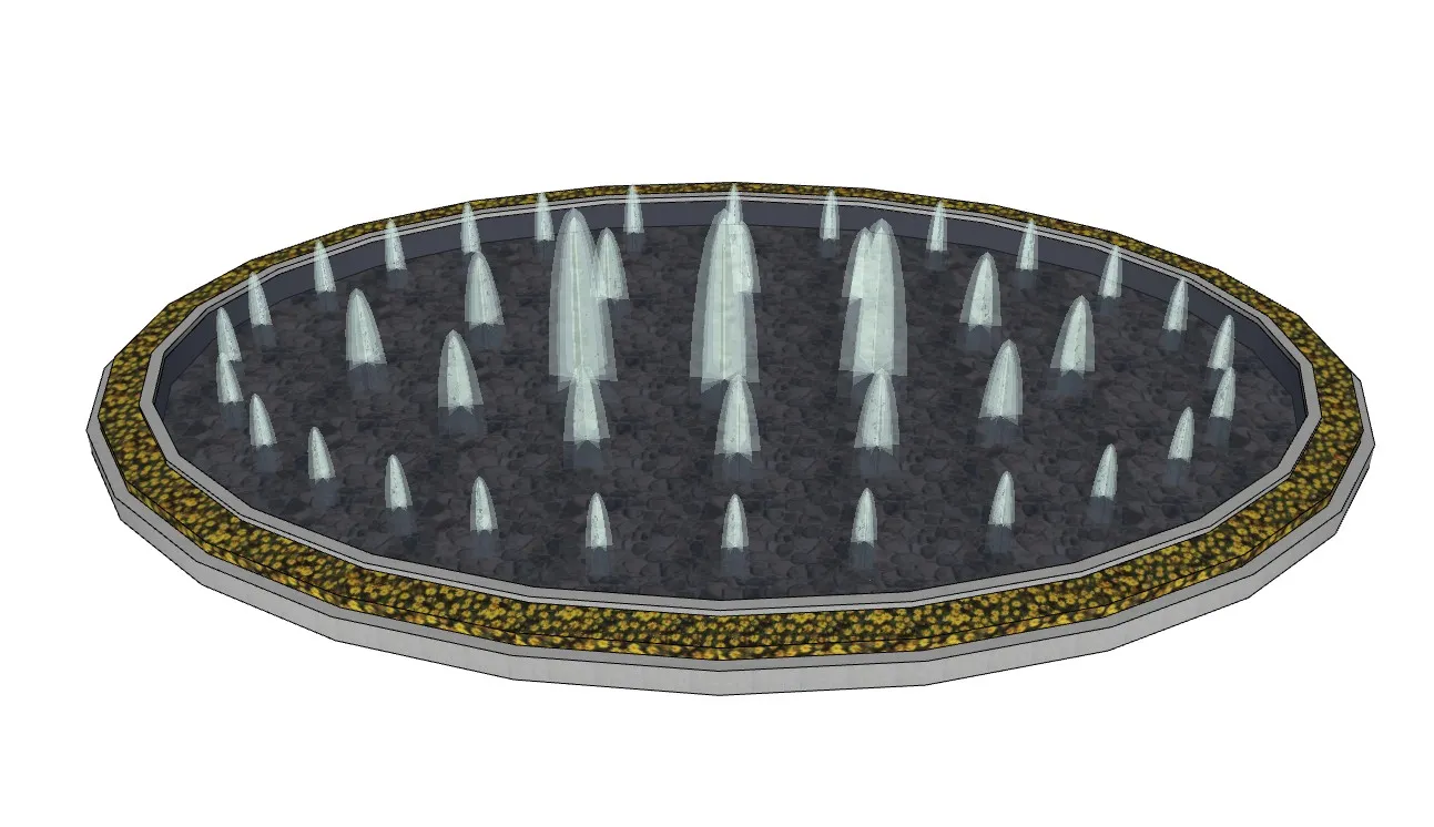 椭圆形叠层喷泉水景SU模型 SU模型免费下载_sketchup模型