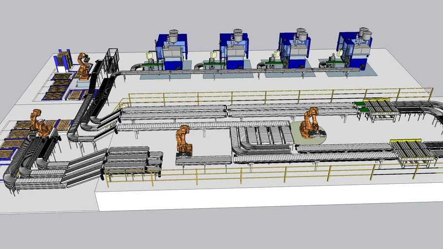 自动化机械臂工业生产线SU模型 SU模型免费下载_sketchup模型