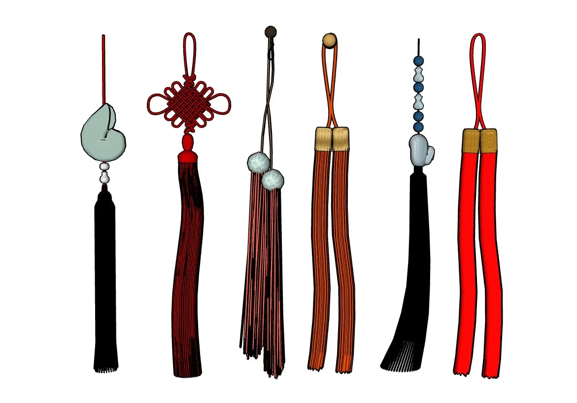 中式流苏挂件同心结SU模型 SU模型免费下载_sketchup模型