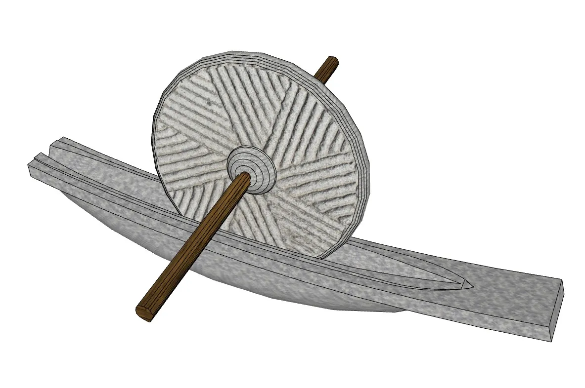 中式石碾药碾农具SU模型 SU模型免费下载_sketchup模型