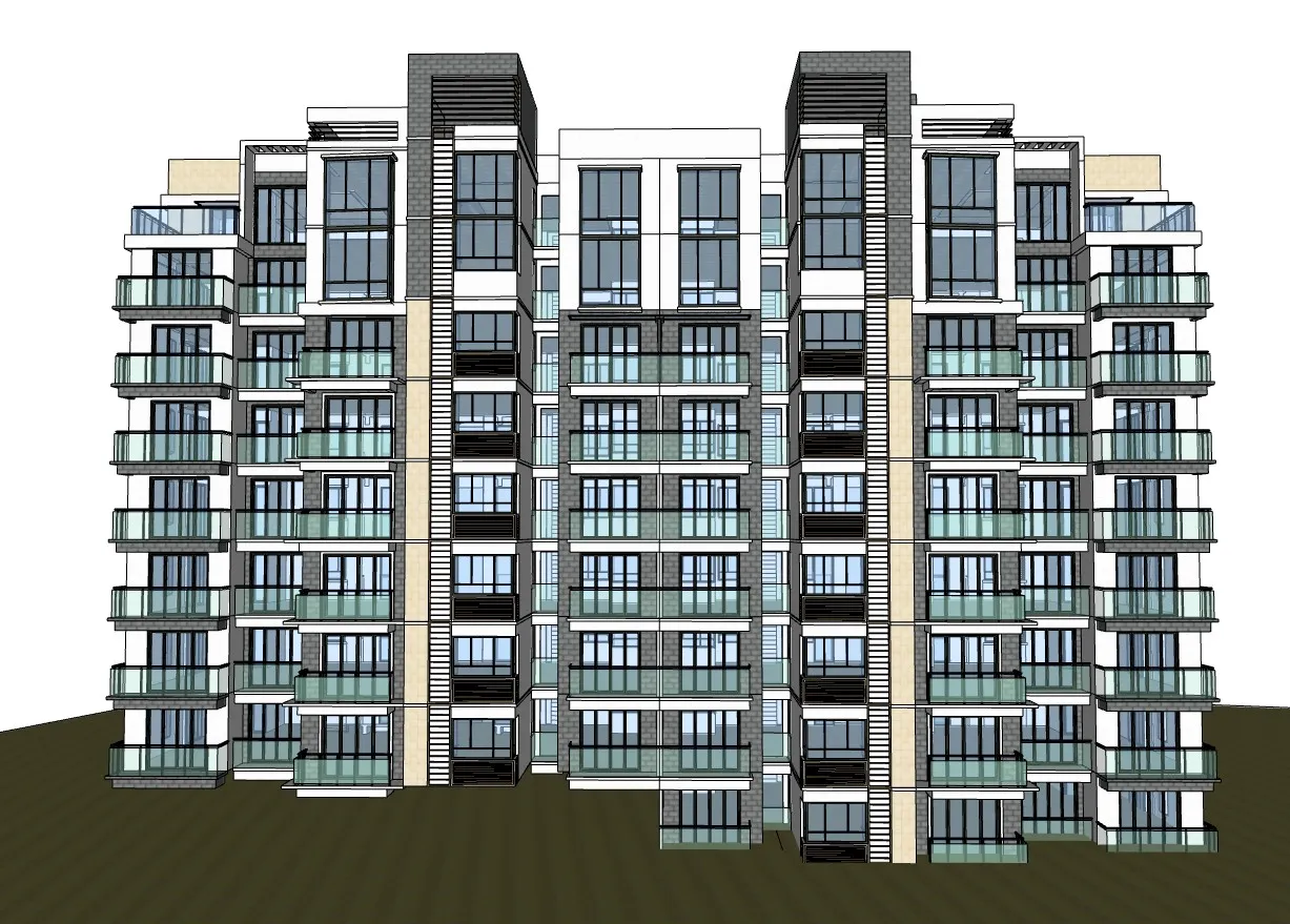 现代多层居民楼SU模型 SU模型免费下载_sketchup模型