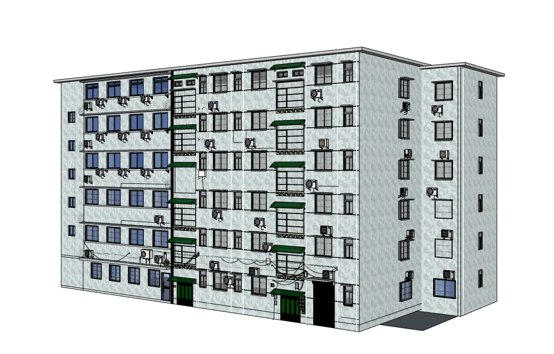 老旧居民楼改造SU模型 SU模型免费下载_sketchup模型
