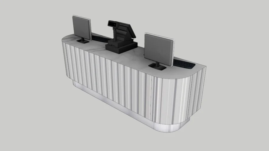 弧形双工位收银台SU模型 SU模型免费下载_sketchup模型