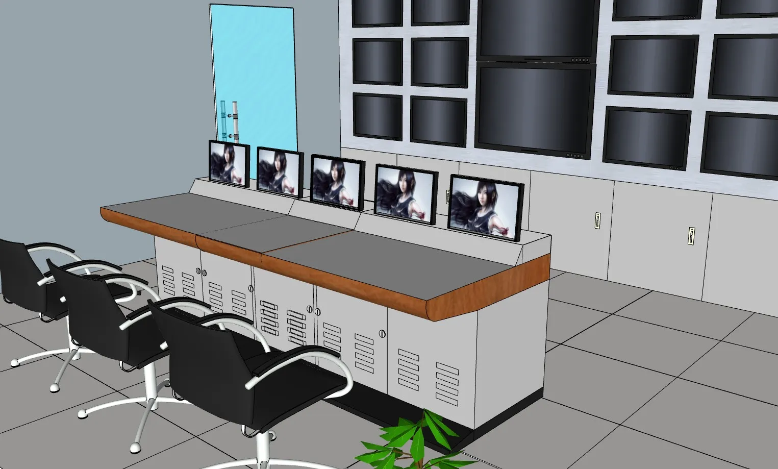 监控室设备su模型 SU模型免费下载_sketchup模型