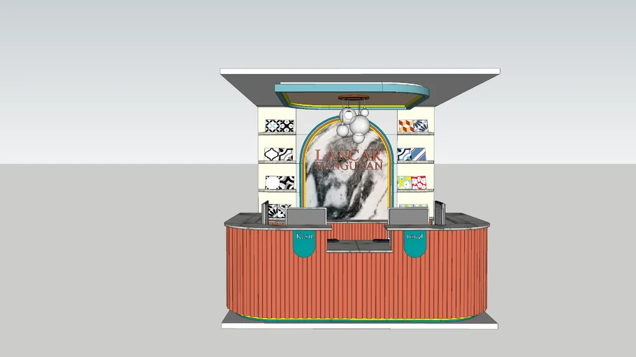 复古风前台柜收银台SU模型 SU模型免费下载_sketchup模型