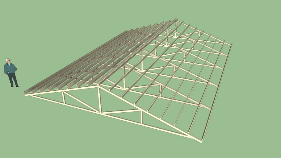 坡屋顶钢结构檩条SU模型 SU模型免费下载_sketchup模型