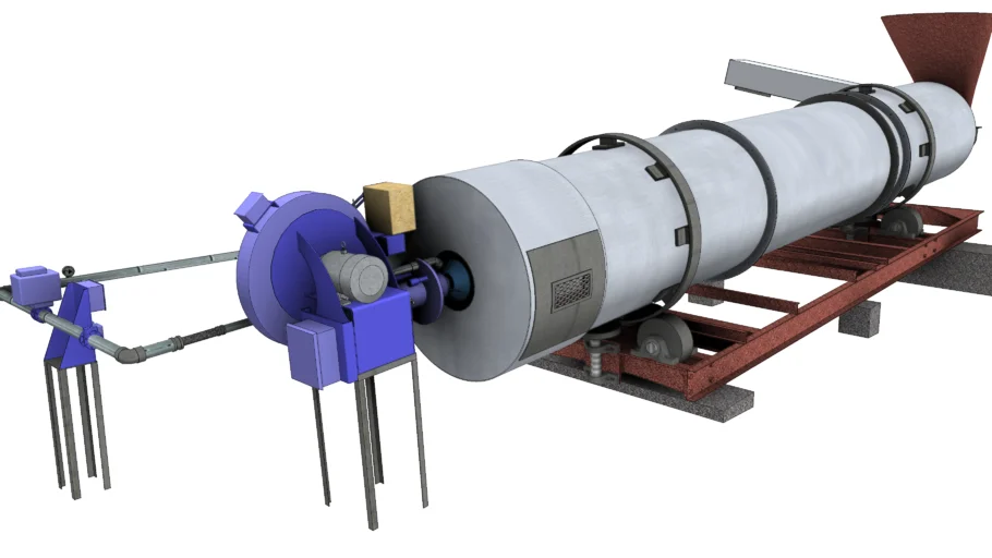 滚筒式烘干窑设备SU模型 SU模型免费下载_sketchup模型