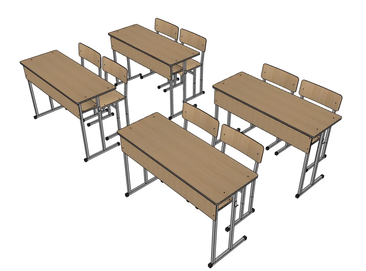 教室学生桌椅课桌椅SU模型 SU模型免费下载_sketchup模型