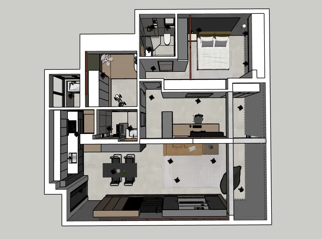 家装鸟瞰图家具全套SU模型 SU模型免费下载_sketchup模型