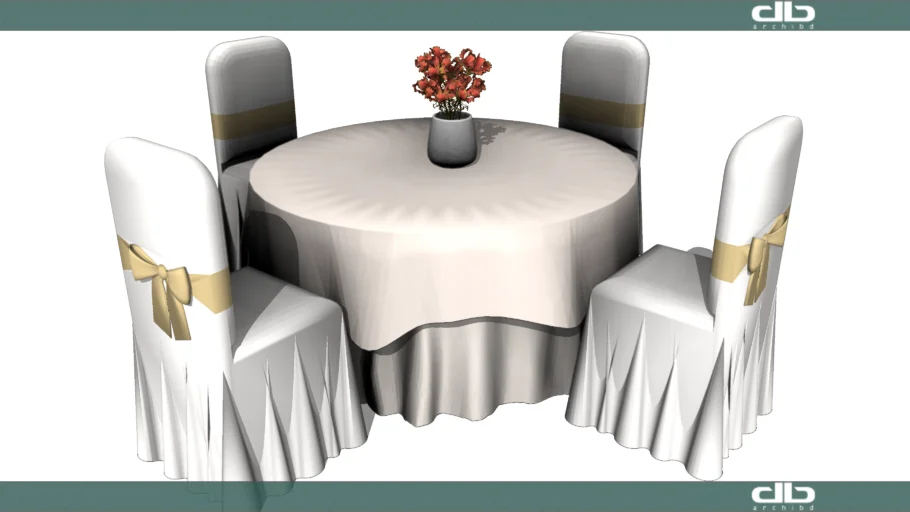 酒店桌椅宴席桌圆桌椅SU模型 SU模型免费下载_sketchup模型