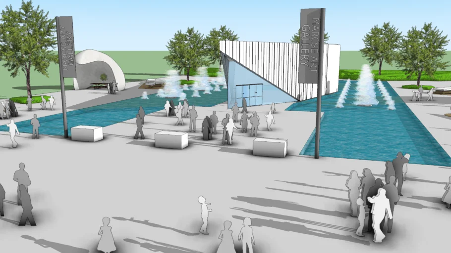 水体建筑艺术画廊 SU模型免费下载_sketchup模型