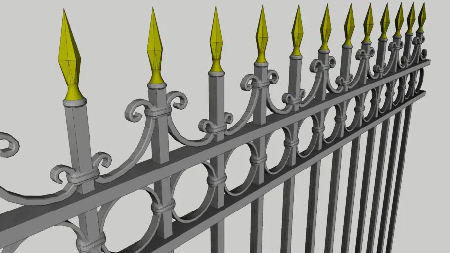 欧式尖顶铁艺栏杆SU模型 SU模型免费下载_sketchup模型