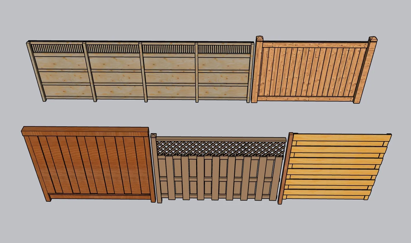 多款式庭院木围栏SU模型 SU模型免费下载_sketchup模型