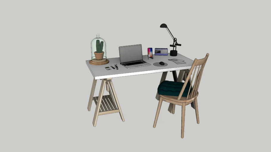 北欧风简约工作桌SU模型 SU模型免费下载_sketchup模型