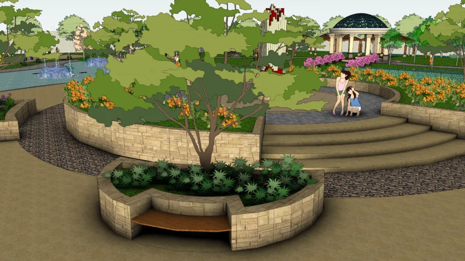 公园休闲景观节点SU模型 SU模型免费下载_sketchup模型