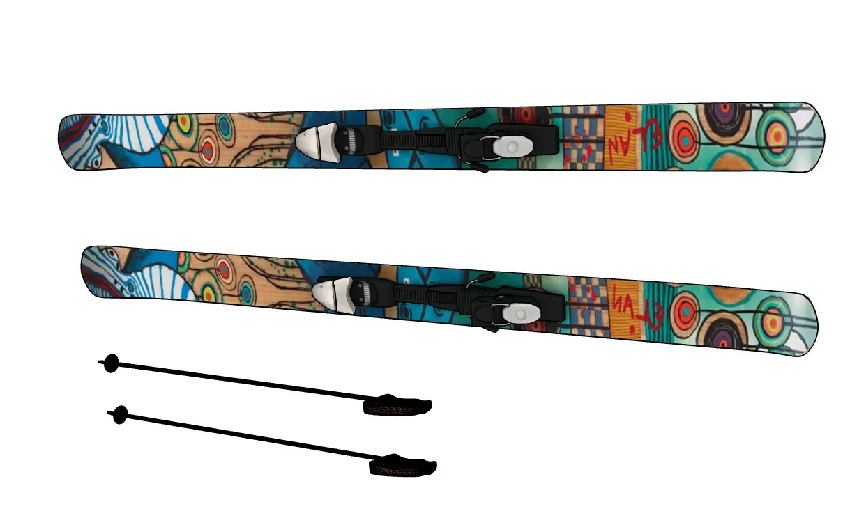 艺术涂鸦滑雪板套装SU模型 SU模型免费下载_sketchup模型