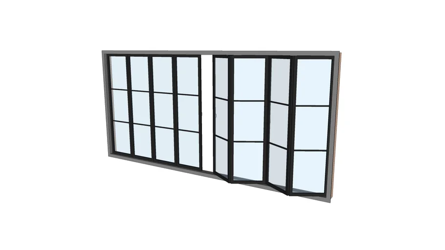 黑色格纹折叠窗SU模型 SU模型免费下载_sketchup模型