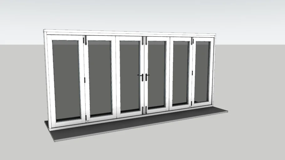 白色六扇折叠窗SU模型 SU模型免费下载_sketchup模型