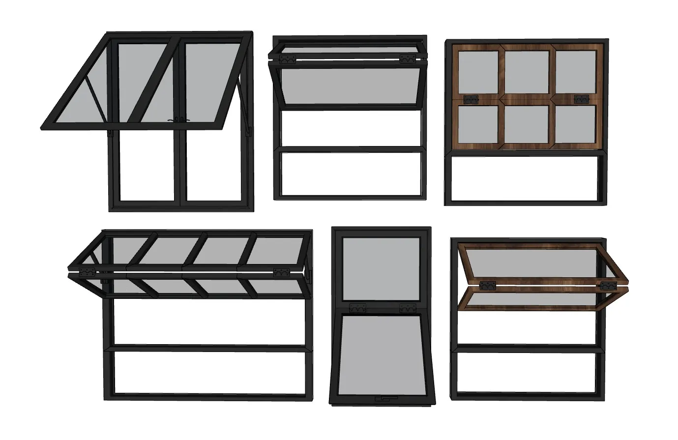 提升窗上下窗折叠窗SU模型 SU模型免费下载_sketchup模型