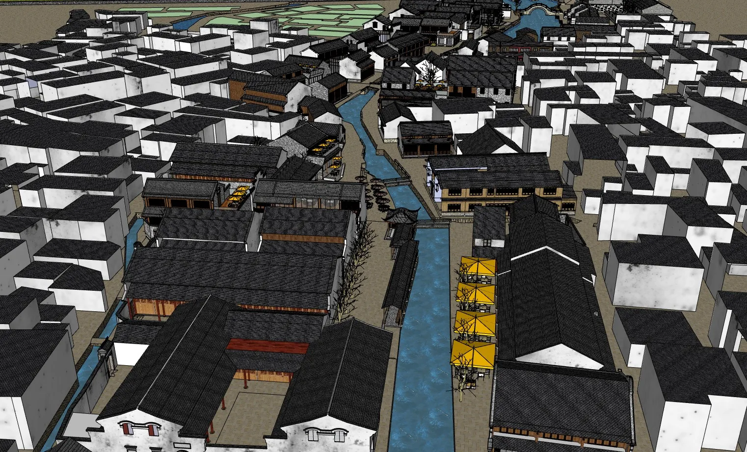 江南水乡古镇SU模型SU模型 SU模型免费下载_sketchup模型