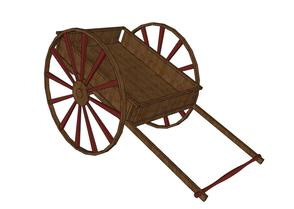 复古木质两轮板车SU模型 SU模型免费下载_sketchup模型