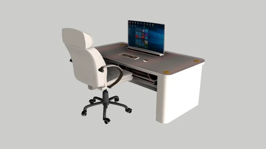 现代办公电脑桌椅SU模型 SU模型免费下载_sketchup模型