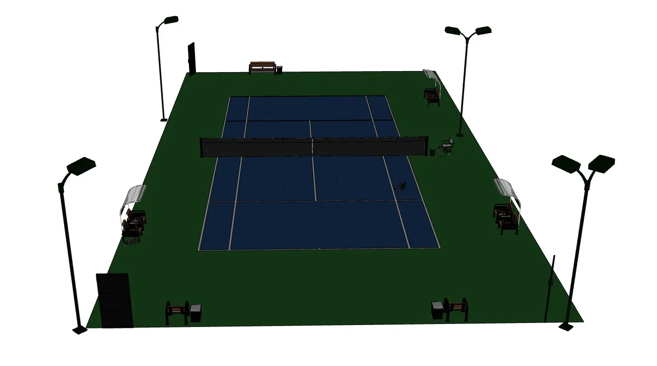 标准网球场配套设施SU模型 SU模型免费下载_sketchup模型
