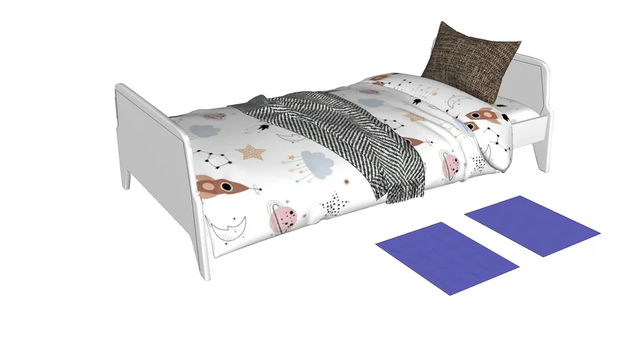 儿童床单人床铺SU模型 SU模型免费下载_sketchup模型