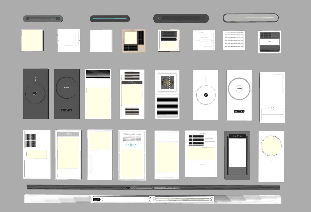 卫生间灯具浴霸灯线型灯换气扇SU模型 SU模型免费下载_sketchup模型