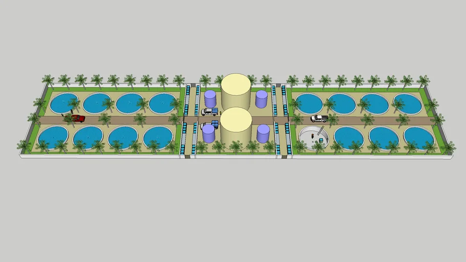 规模化渔场鱼塘水塔SU模型 SU模型免费下载_sketchup模型