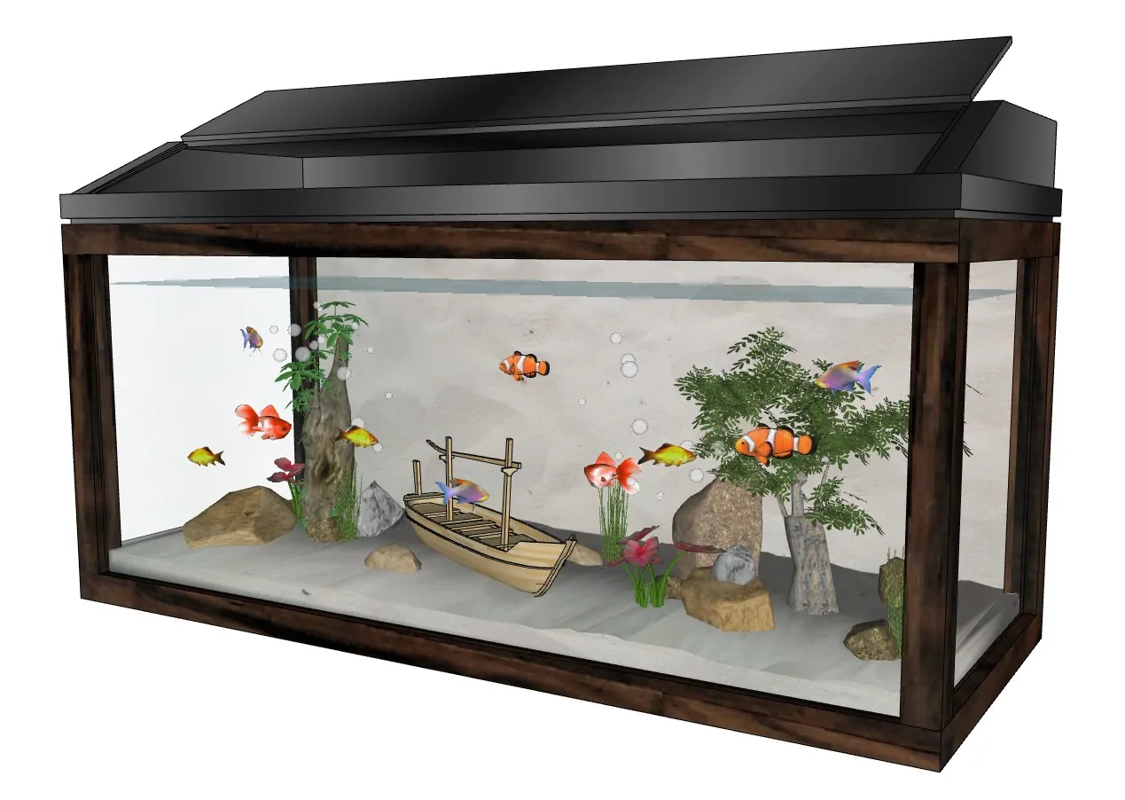 精美写实鱼缸场景模型 SU模型免费下载_sketchup模型