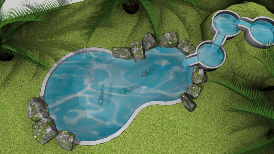 风水池水池鱼池SU模型 SU模型免费下载_sketchup模型