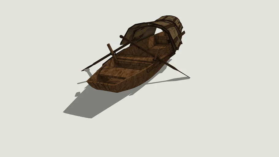 中式小型船乌篷船木船SU模型 SU模型免费下载_sketchup模型