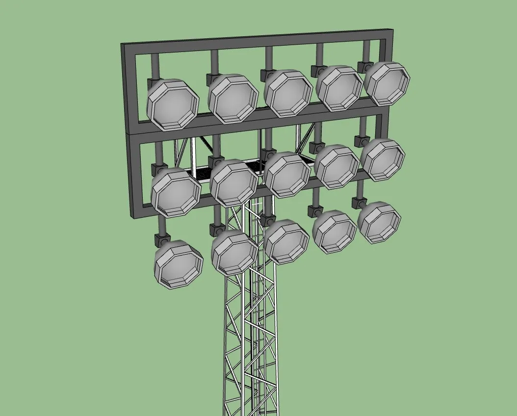 体育场高杆投光灯塔SU模型 SU模型免费下载_sketchup模型