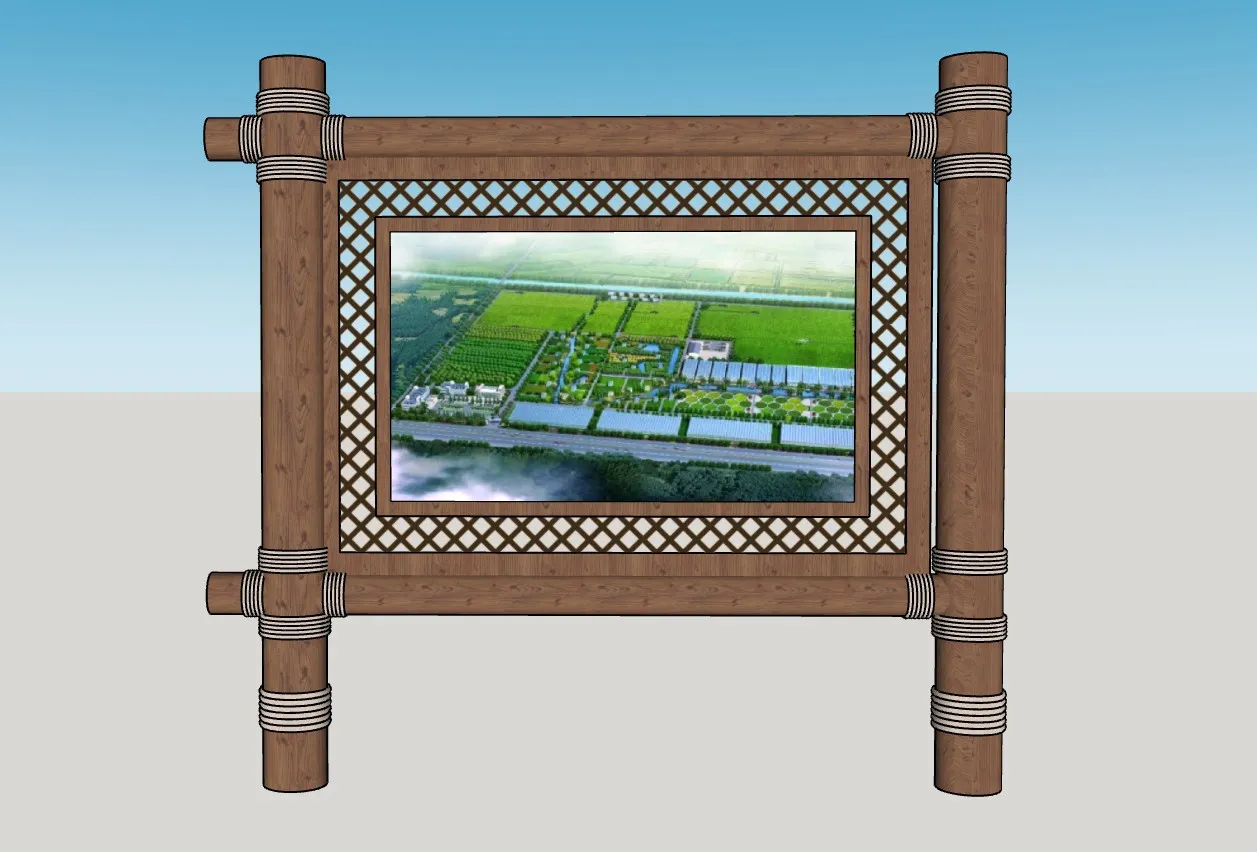 乡村木质导视宣传牌SU模型 SU模型免费下载_sketchup模型