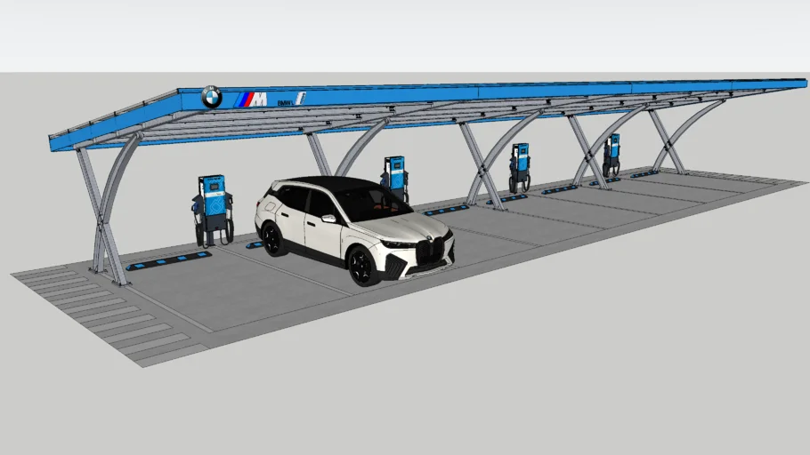 品牌充电车棚充电站SU模型 SU模型免费下载_sketchup模型