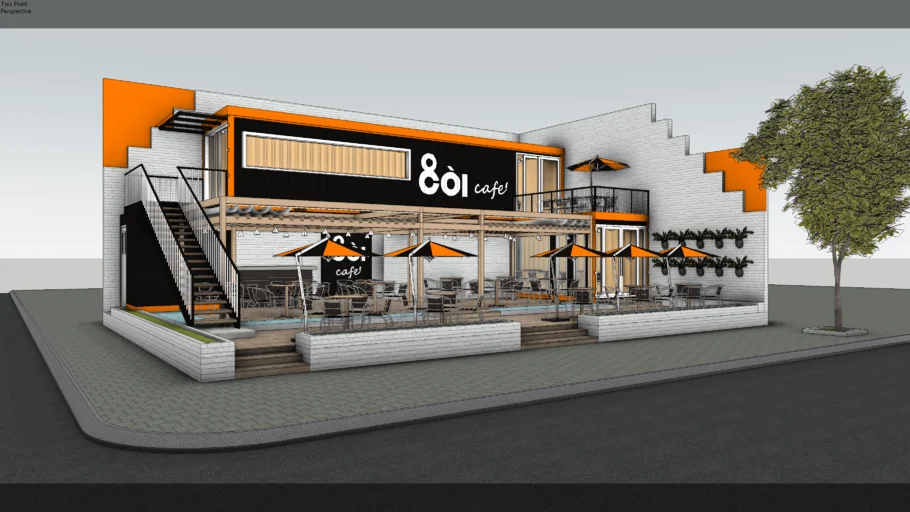 咖啡店集装箱商铺SU模型 SU模型免费下载_sketchup模型