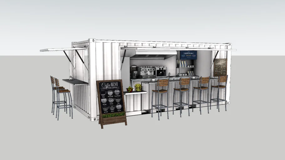 集装箱商铺移动咖啡店SU模型 SU模型免费下载_sketchup模型