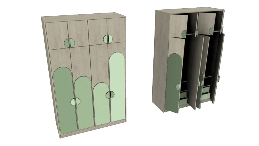 清新儿童衣柜SU模型 SU模型免费下载_sketchup模型