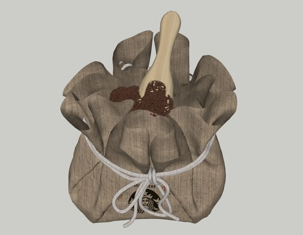 星巴克麻布袋裝咖啡豆su模型 SU模型免费下载_sketchup模型