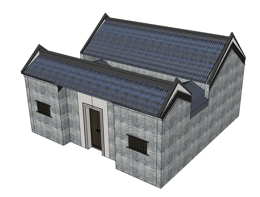 新中式小型祠堂SU模型 SU模型免费下载_sketchup模型