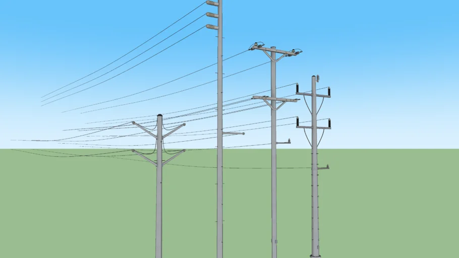电杆电线杆SU模型 SU模型免费下载_sketchup模型