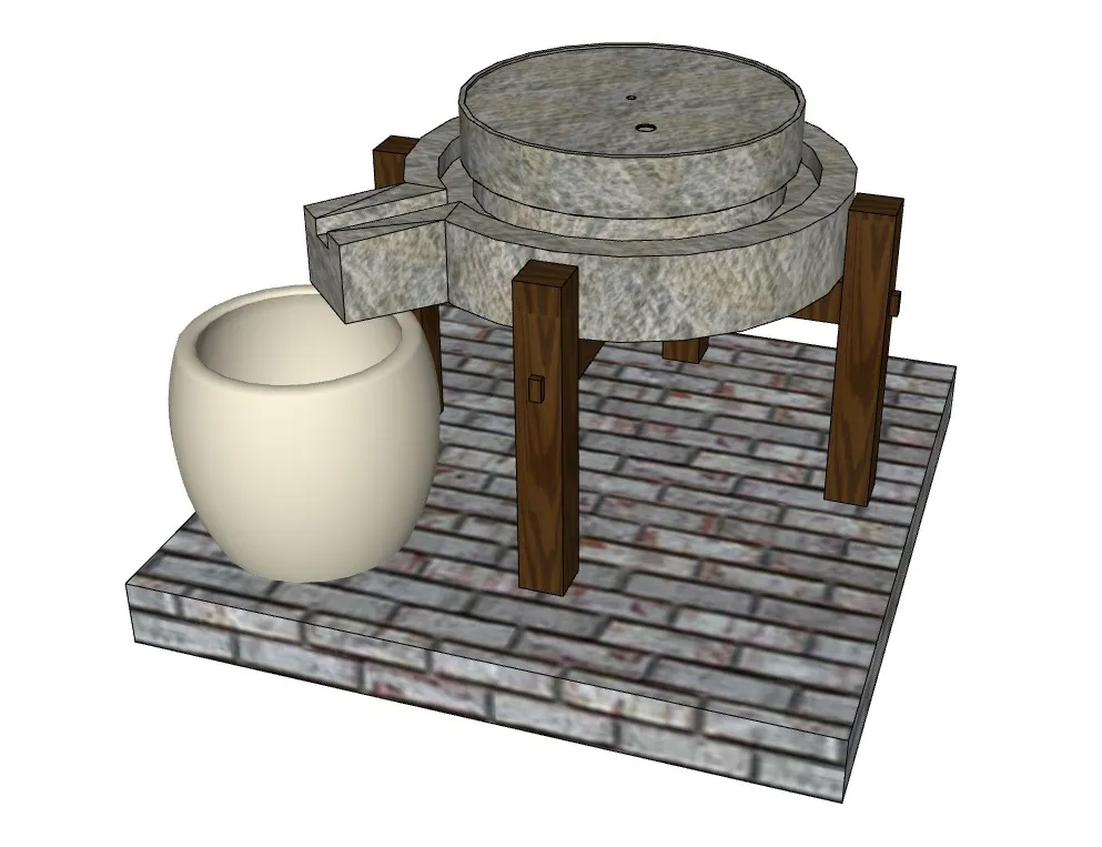 中式复古石磨SU模型 SU模型免费下载_sketchup模型